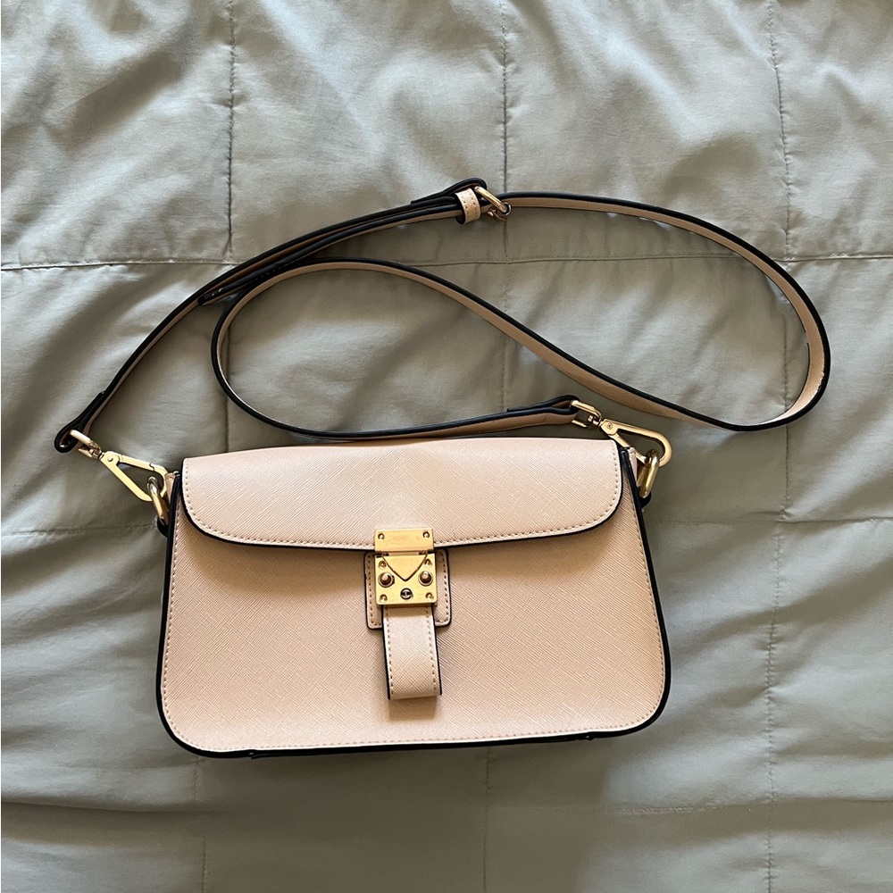 F21 Beige Faux Leather Crossbody Bag